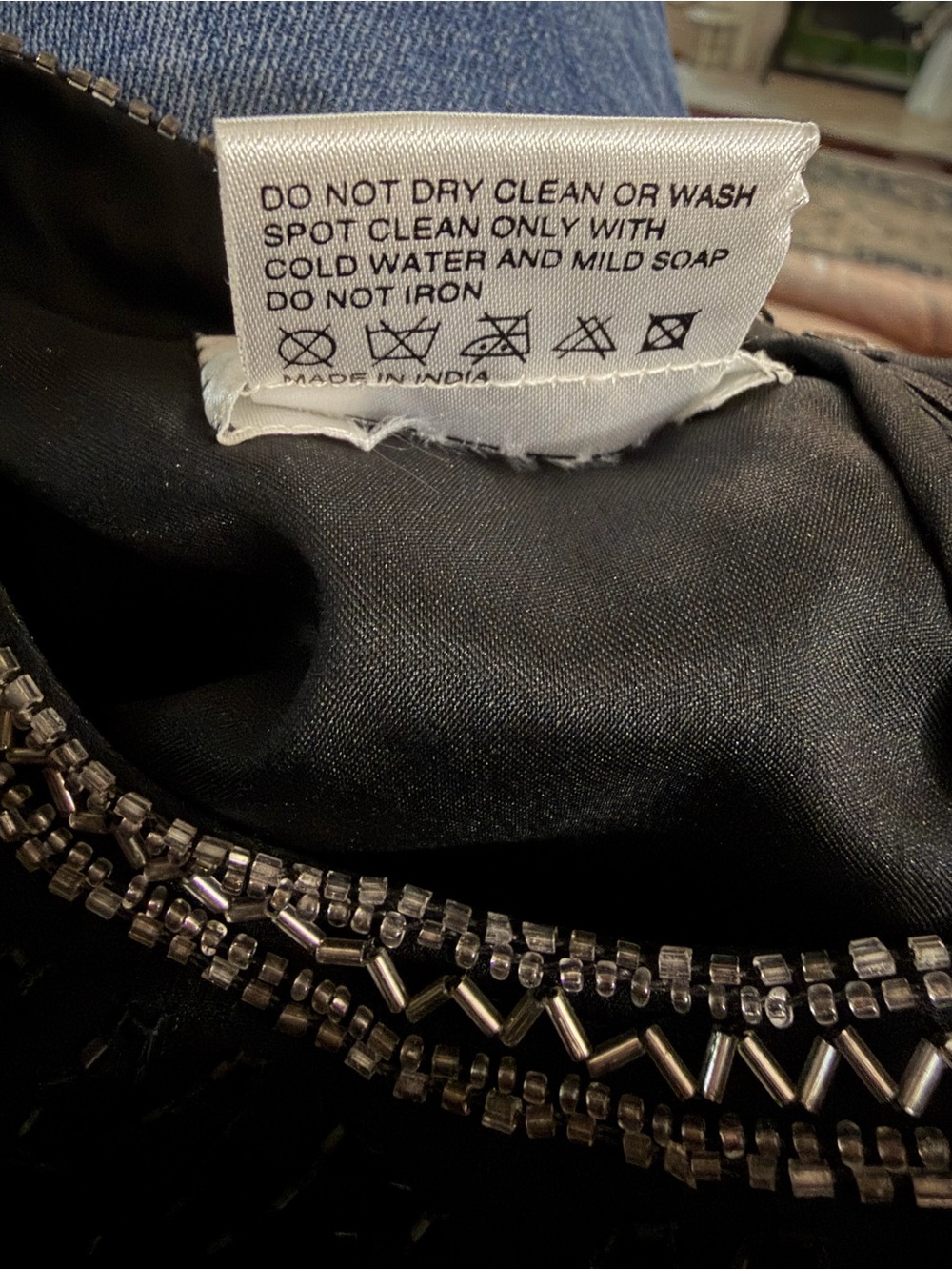 Brilliante by J.A. Women’s Large Black Beaded Sheer Sleeve Cocktail Dress Silk - Picture 6 of 6